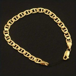 8" Womens 14K Gold Mariner Chain Link Bracelet Ladies New 14 K Silver Jewelry